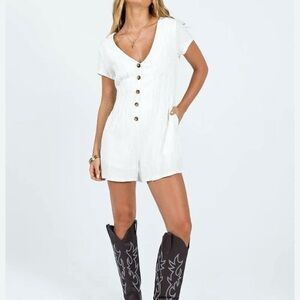 PRINCESS POLLY White ADI ROMPER 2 SHORTS